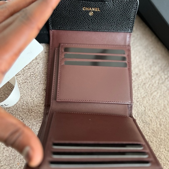 Brand New Classic Chanel Caviar Flap Card Holder Wallet Black Gold CC - Picture 9 of 9